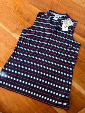 Puma Volition Sleeveless Polo Navy/Red/White Stripes